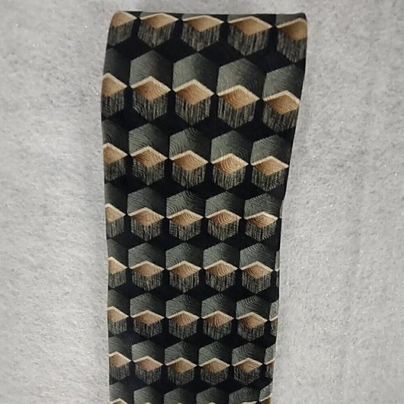 JF J Ferrar Mens Black, Cream, Tan, Green, 100% Silk Classic Business Neck Tie - Picture 2 of 9